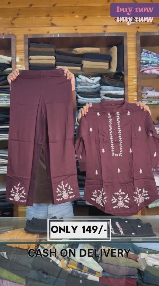 🖤✨ Black Embroidered Cotton Kurta & Pant Set – Stitched Festive & Casual Wear for Women