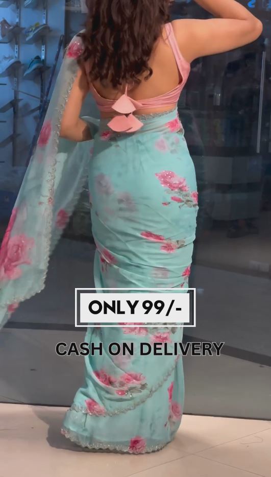 Women's Fancy Printed Organza Saree With Blouse Piece