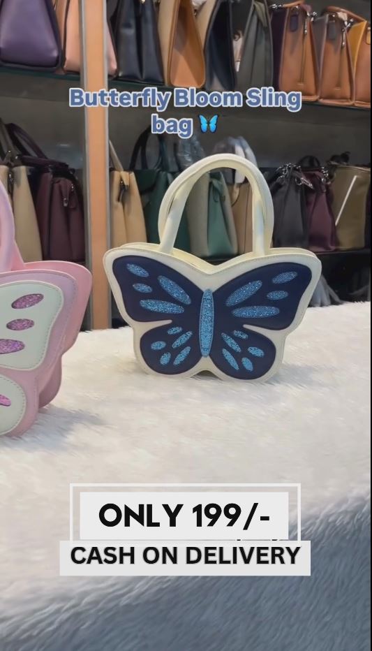 "Butterfly Bloom Sling Bag for Women – Cute & Stylish Pink & Blue Butterfly Shaped Handbag with Glitter Detailing | Just ₹199 | Cash on Delivery"