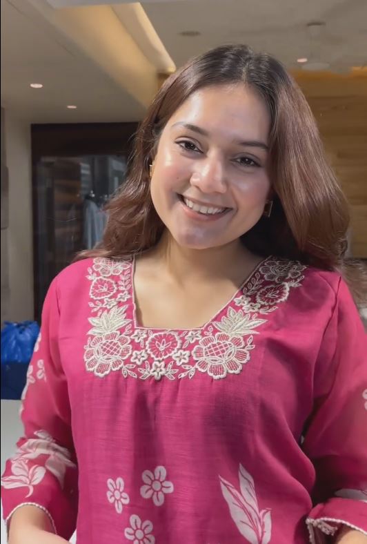 Pink And Orannge Floral Kurta with Narrow Pants Georgette Fancy Digital Printed