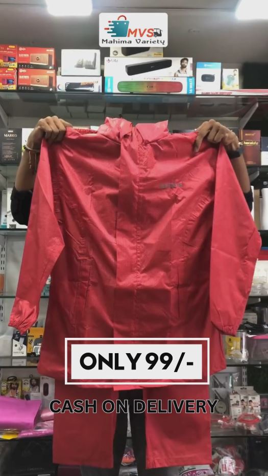 Lightweight Polka Dot Raincoat for Women – Waterproof & Reusable | Front-Button Closure | Free Size | Pink Transparent Hooded Raincoat – Only ₹99