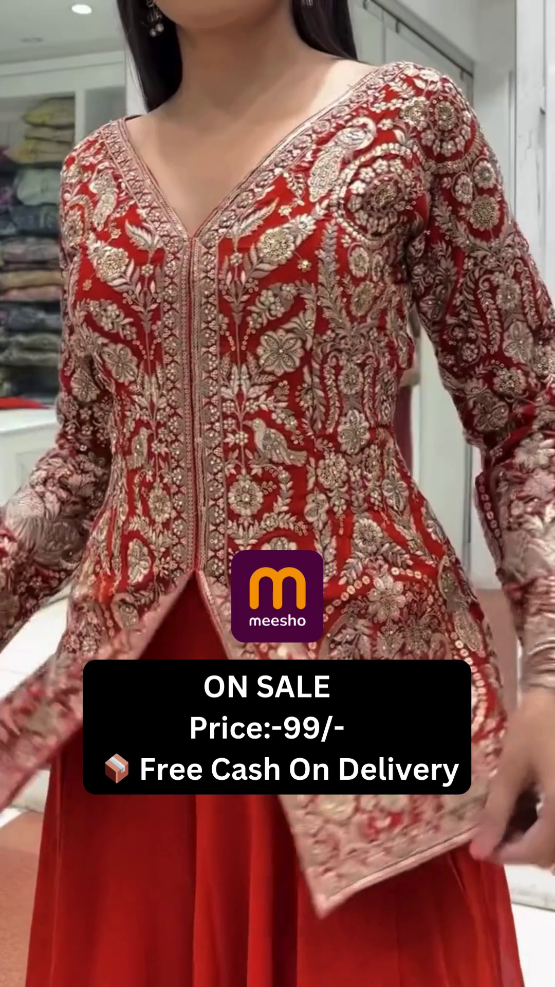 GEORGETTE WITH HEAVY EMBROIDERY WORK WITH DIAMONDS HAND WORK