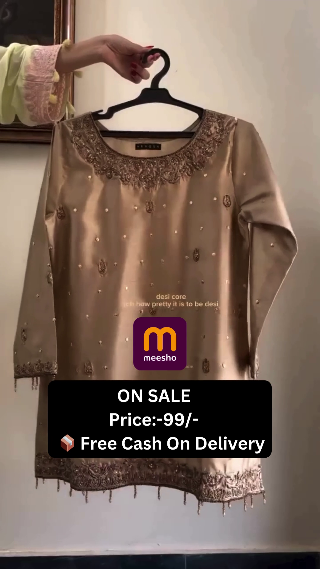 Foil Print Straight Kurta Suit Set with Jacket | L