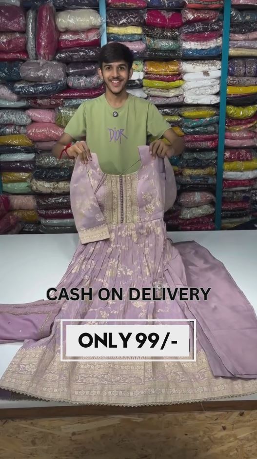 Women Embroidered Beautiful Pure Dupata Anarkali Kurta with Pants & Dupatta