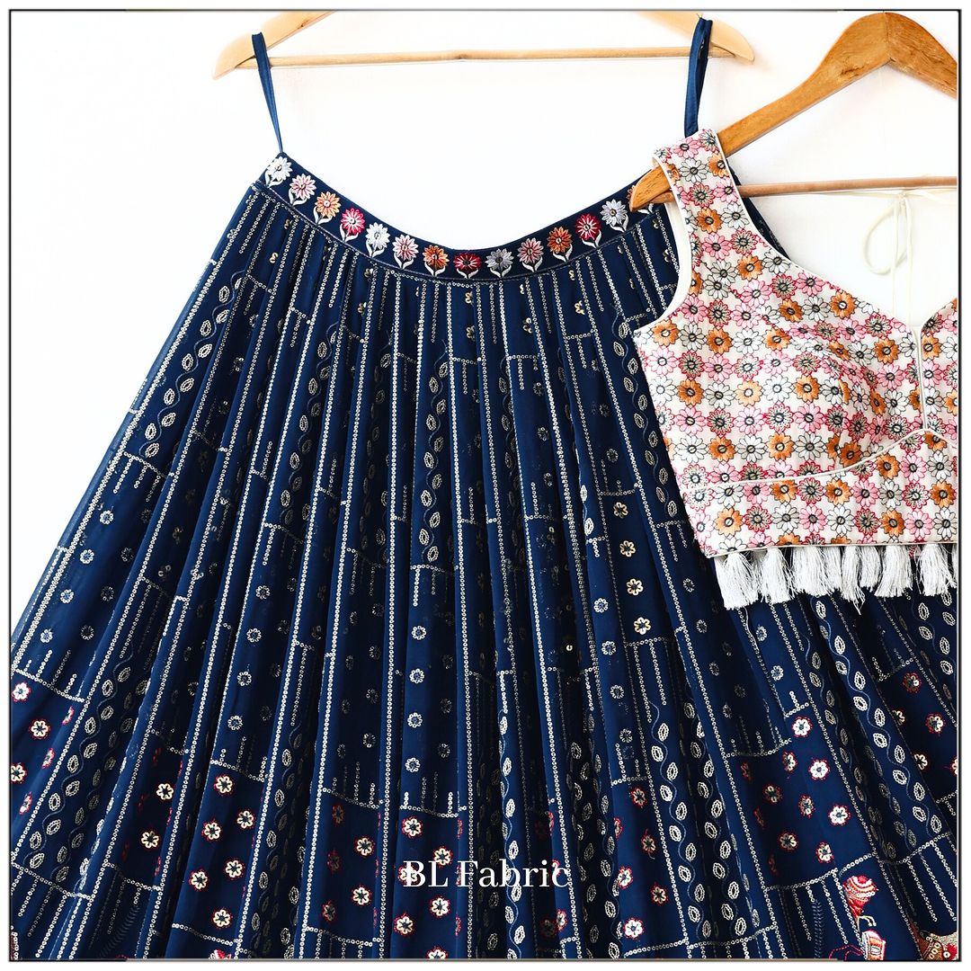 Embroidery Blue color Sequence work Designer Lehenga Choli for Any Function