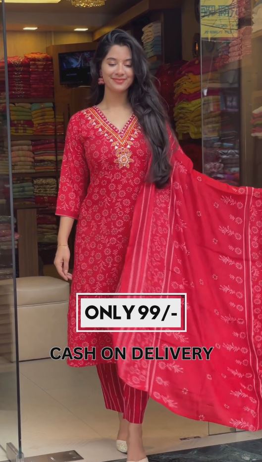 Trending Red Floral Bandhej Print Ankle Length Gown Kurta Kurti Party and Festive Wear For Women and Girls
