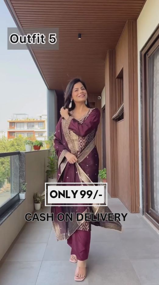 Ethnic Motifs Embroidered Zari A Line Kurta with Palazzos & Dupatta