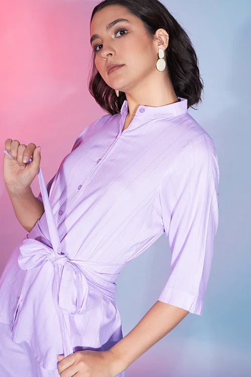 Lavender Viscose Rayon Ready To Wear Co-Ords Set Collection