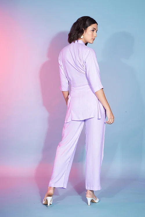 Lavender Viscose Rayon Ready To Wear Co-Ords Set Collection