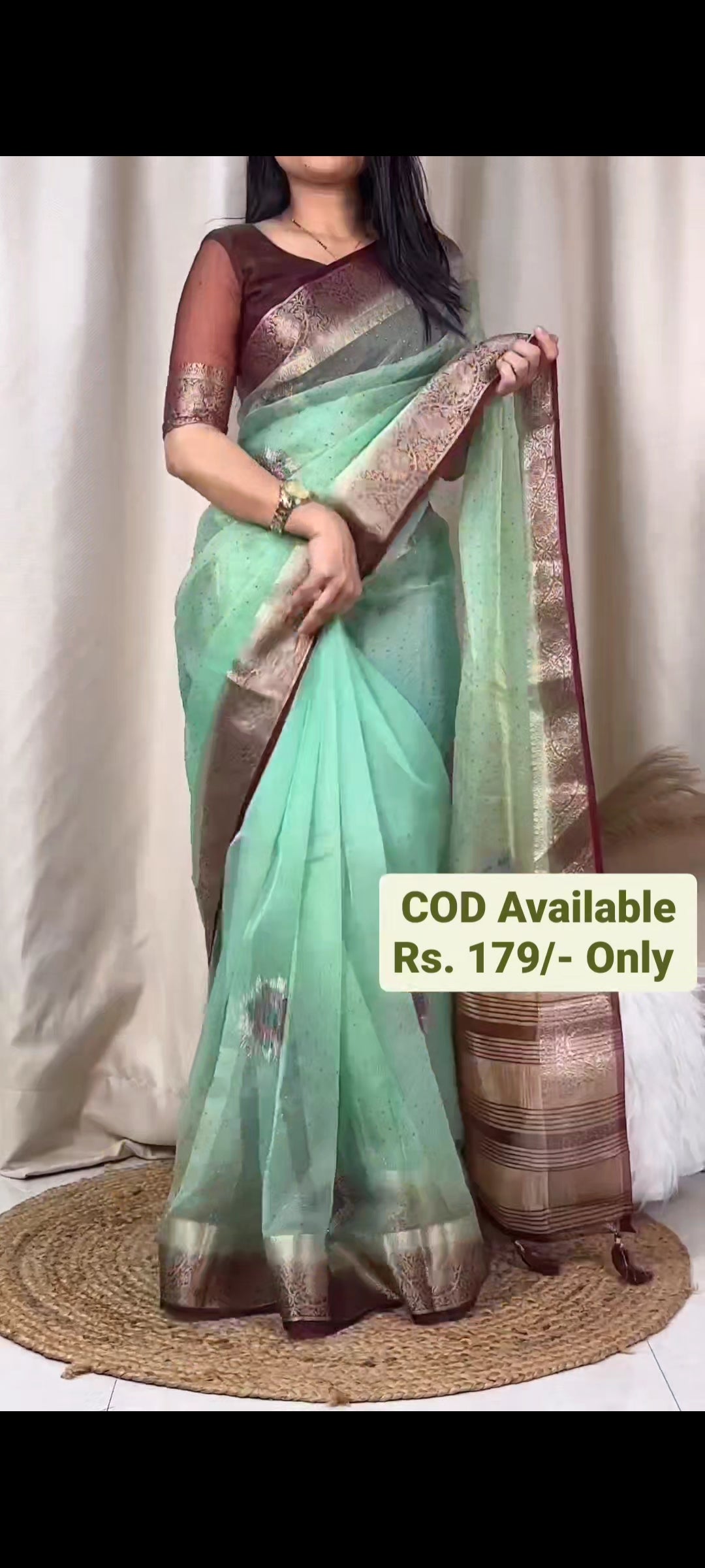 Elegance Of Swarovski Diamond Work Organza Saree