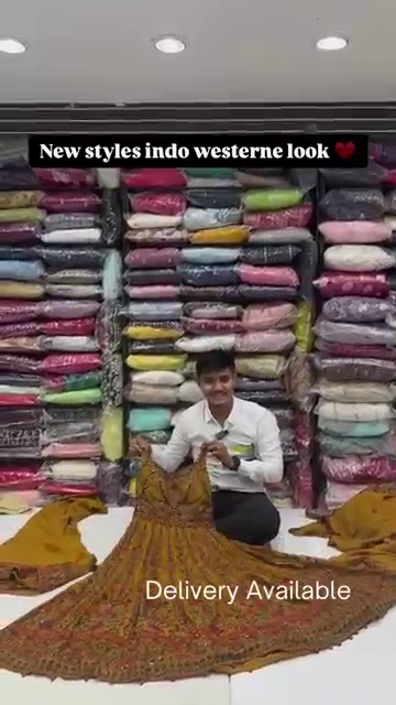 Women’s Printed Western Style Flared Dress with Matching Dupatta