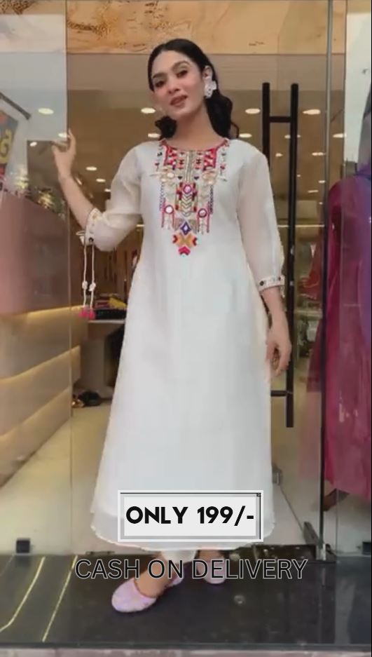 🌸 Off-White Cotton Blend Kurta Pant Set with Multicolor Mirror Embroidery & Dupatta – Elegant Festive Wear Ethnic Set for Women