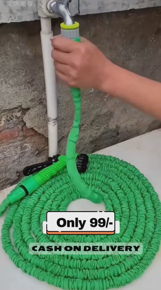 Expandable Green Garden Water Spray Pipe with 7-Mode Nozzle – Flexible Hose for Car Wash, Plants & Cleaning | 100 ft Appr