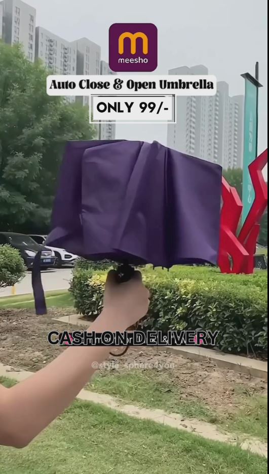 Premium Auto Open & Close Umbrella – Windproof & Waterproof | Compact Foldable Monsoon Umbrella in Dark Purple | Unisex Rain Protection