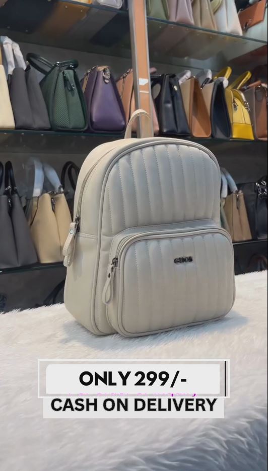 Quilted Mini Backpack for Women | Off-White Faux Leather Daypack | Trendy College, Casual & Travel Use Bag – Under ₹299