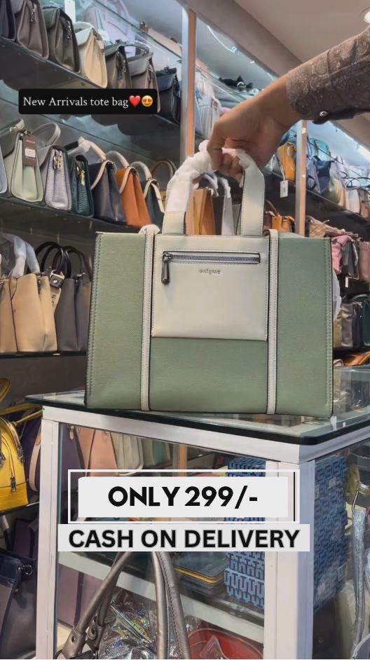Sage Green Colorblock Tote Bag for Women | Premium PU Leather | Stylish Office & Casual Handbag – New Arrival