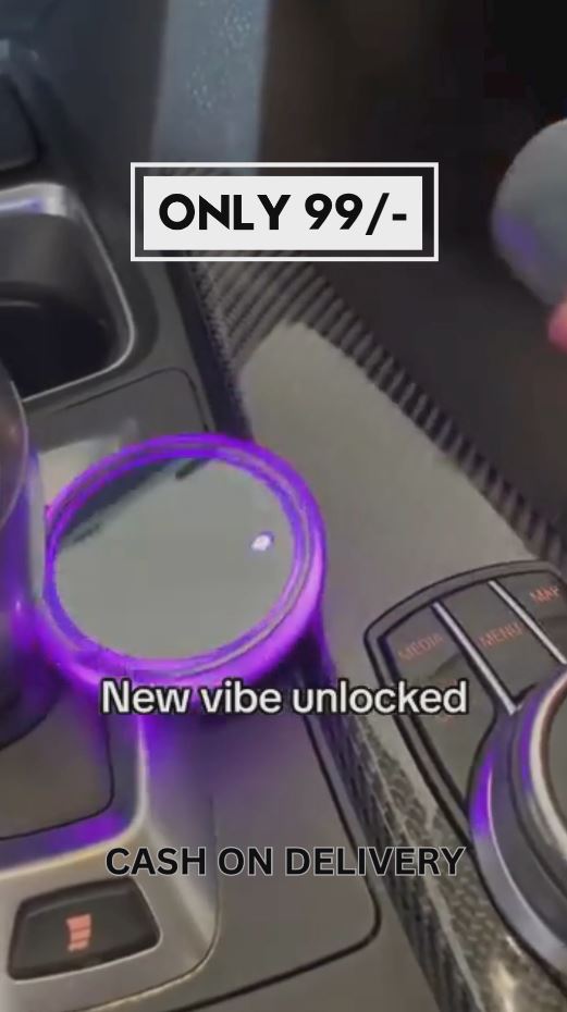 🚗 Car LED Cup Holder Coasters – Glow-in-the-Dark Interior Ambient Light | Only ₹99/-