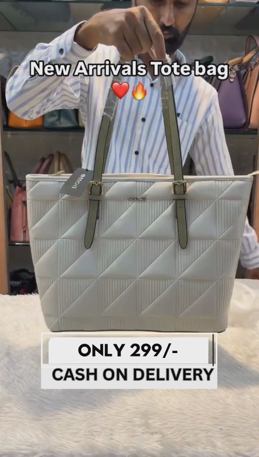 "Premium White Quilted Tote Bag for Women – Stylish & Spacious Handbag with Dual Handles, Perfect for Office & Casual Use | Just ₹299 | Cash on Delivery"