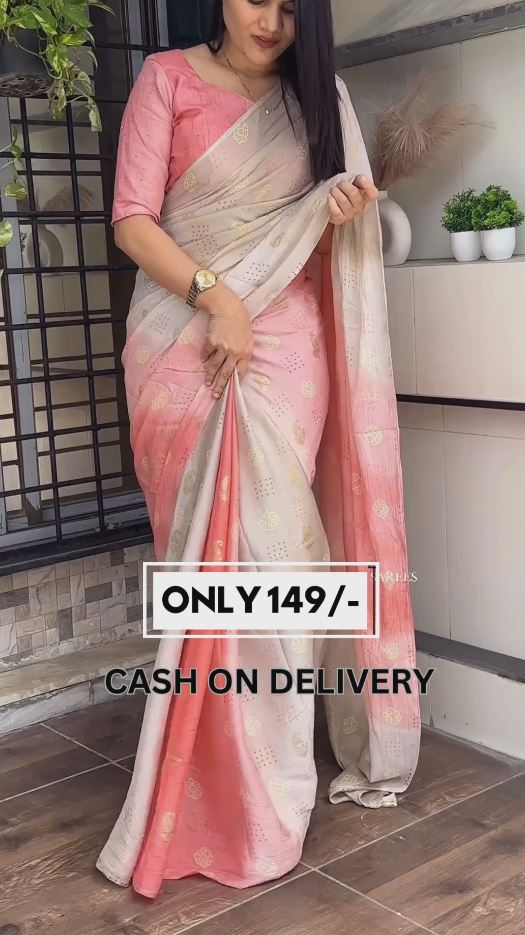 Women's Linen Thread Work Saree with Blouse Piece