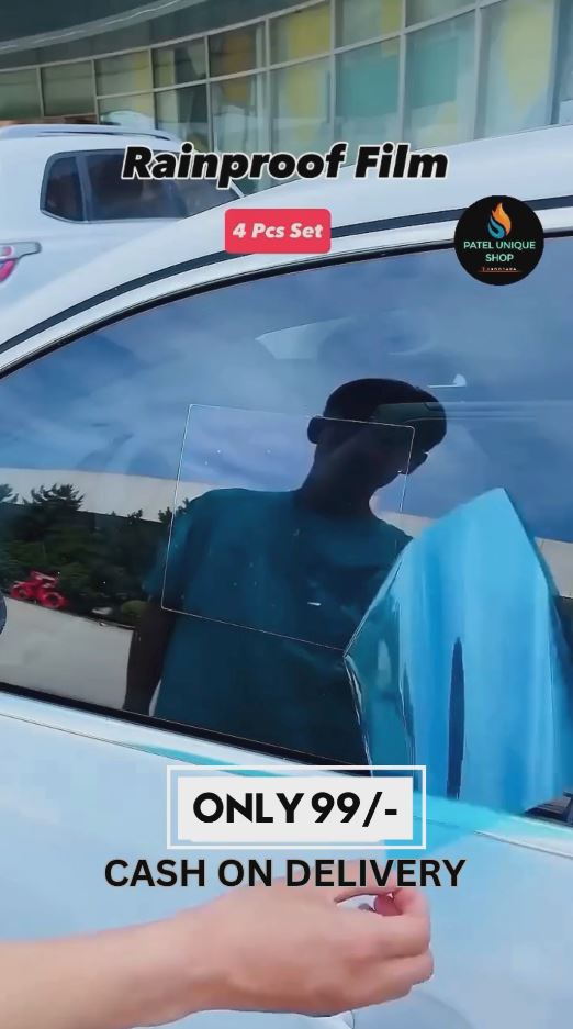 4 Pcs Rainproof Car Window Film – Anti-Fog, Water-Repellent Clear Stickers for Side Mirrors & Glass | All-Weather Visibility Shield – Only ₹99