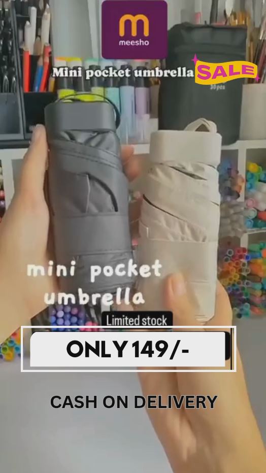 Mini Pocket Foldable Umbrella – Compact & Lightweight Travel Umbrella for Rain & Sun | Stylish Daily Carry | Available in Black & Beige