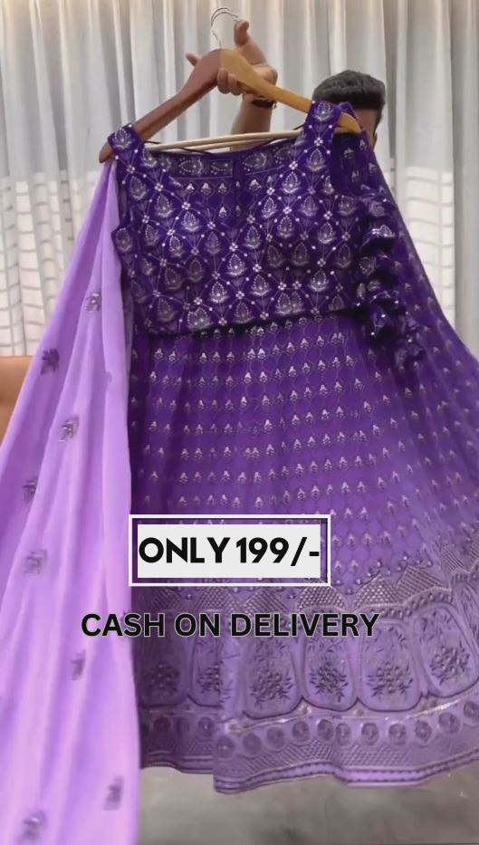 Purple color Sequence Embroidery work Designer Wedding Lehenga Choli