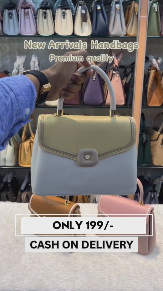 "Premium Two-Tone Handbag – Elegant Mint Green & Light Blue with Gold Hardware, Trendy Top Handle Bag for Women, Fashionable and Durable"
