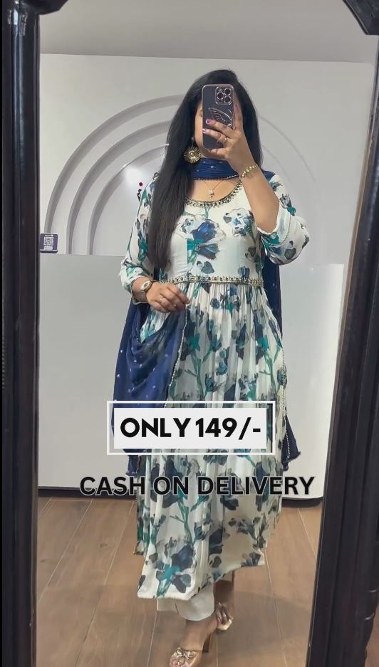 White & Blue Naira Cut Suit Set