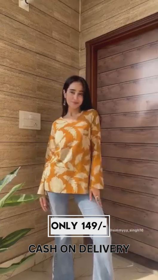 🌿 Teal Green Floral Printed Cotton Top with Flared Sleeves – Stitched Casual Wear for Women