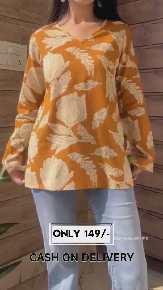 🌿 Teal Green Floral Printed Cotton Top with Flared Sleeves – Stitched Casual Wear for Women