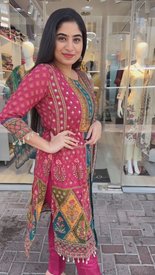 Beautiful Masine Mirror Work Salwar Suit With Digital Print