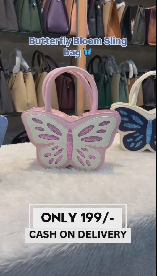 "Butterfly Bloom Sling Bag for Women – Cute & Stylish Pink & Blue Butterfly Shaped Handbag with Glitter Detailing | Just ₹199 | Cash on Delivery"
