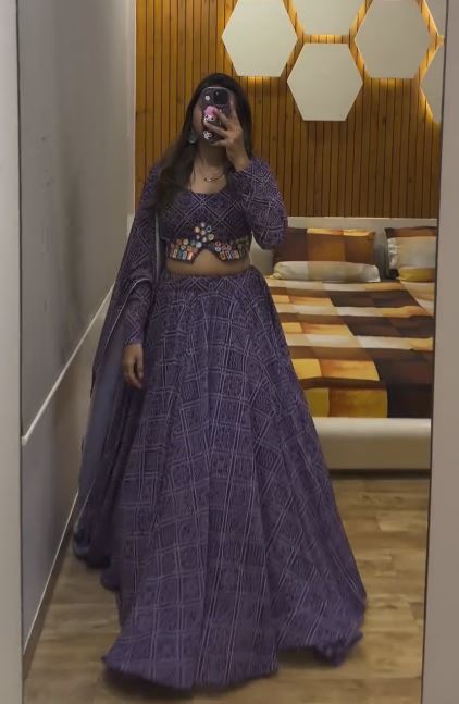 Embellished Thread Work Semi-Stitched Lehenga & Unstitched Blouse With Dupatta