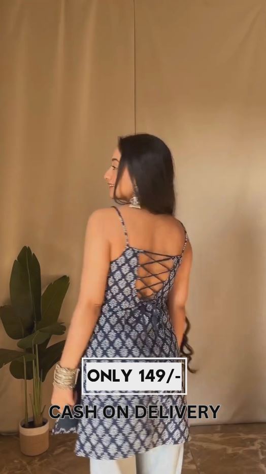 🌸 White & Black Printed Cotton Camisole Top – Boho Strappy Summer Wear for Women