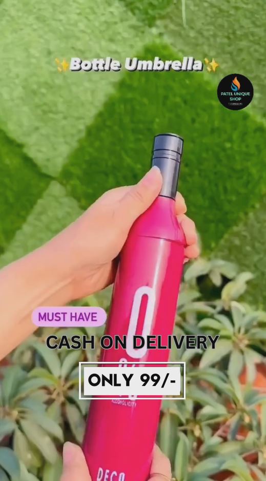 Portable Wine Bottle Style Umbrella – Foldable Waterproof Travel Umbrella | Compact Monsoon Must-Have for Men & Women (Magenta Red)