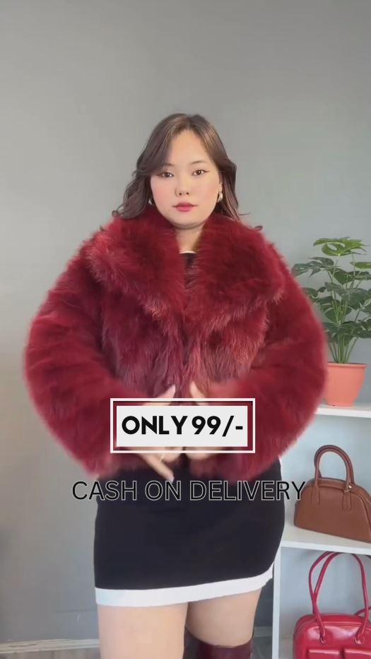 Women Red Faux fur Coats