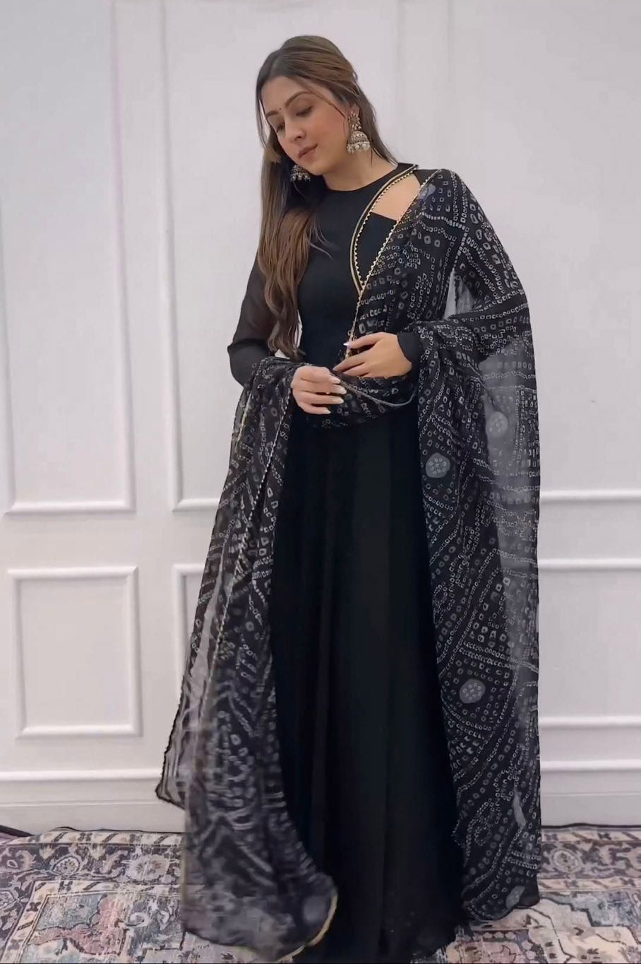 Lovely Black Color Gown With Digital Print Dupatta