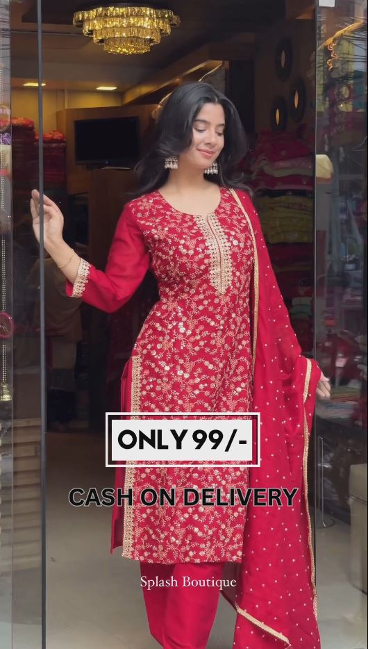 Regular Pure Silk Maroon  Muslin Embroidered Suit Kurta with Trouser & Dupatta