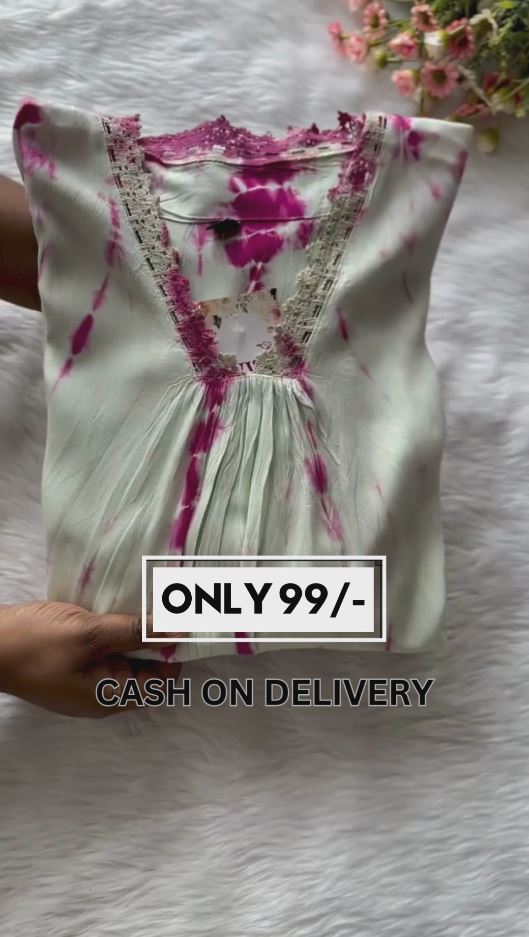 Pink and white pure shibori embroidery kurti top