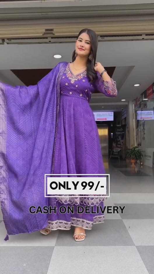 PREMIUM DESIGNER READYMADE TOP-PLAZZO-DUPATTA IN PURPLE COLOR