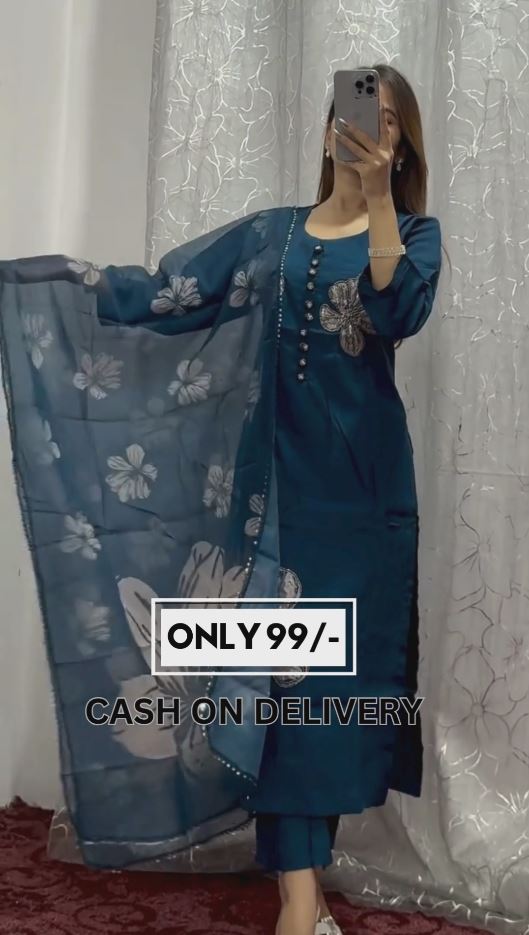 Women Cotton Silk Kurta with Salwar & Dupatta