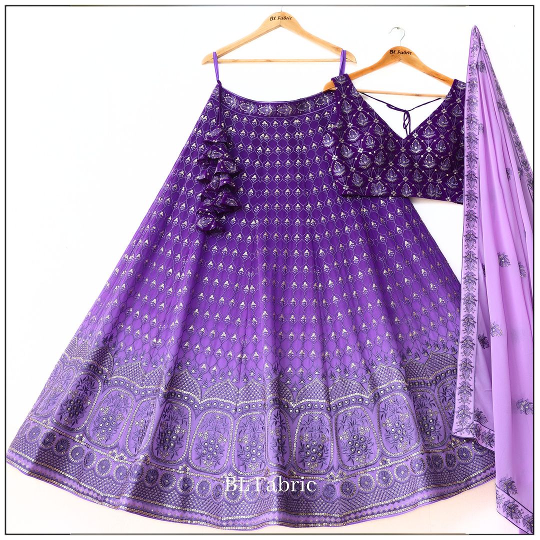 Purple color Sequence Embroidery work Designer Wedding Lehenga Choli