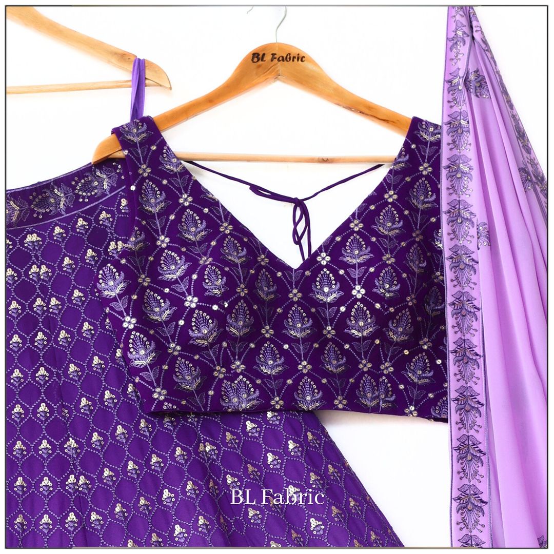 Purple color Sequence Embroidery work Designer Wedding Lehenga Choli