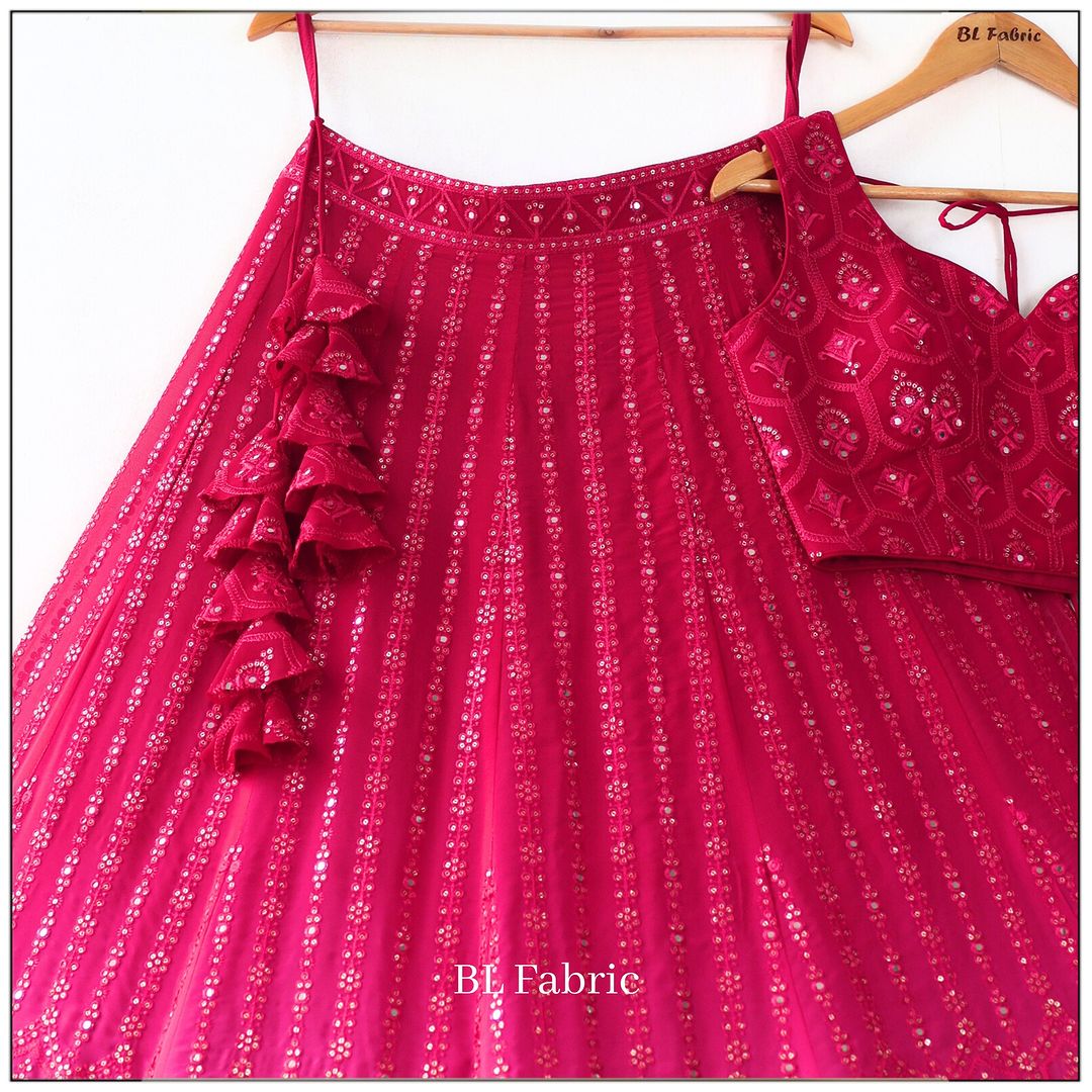 Pink color Shadding Sequence & Thread work Designer Wedding Lehenga Choli For Wedding Function