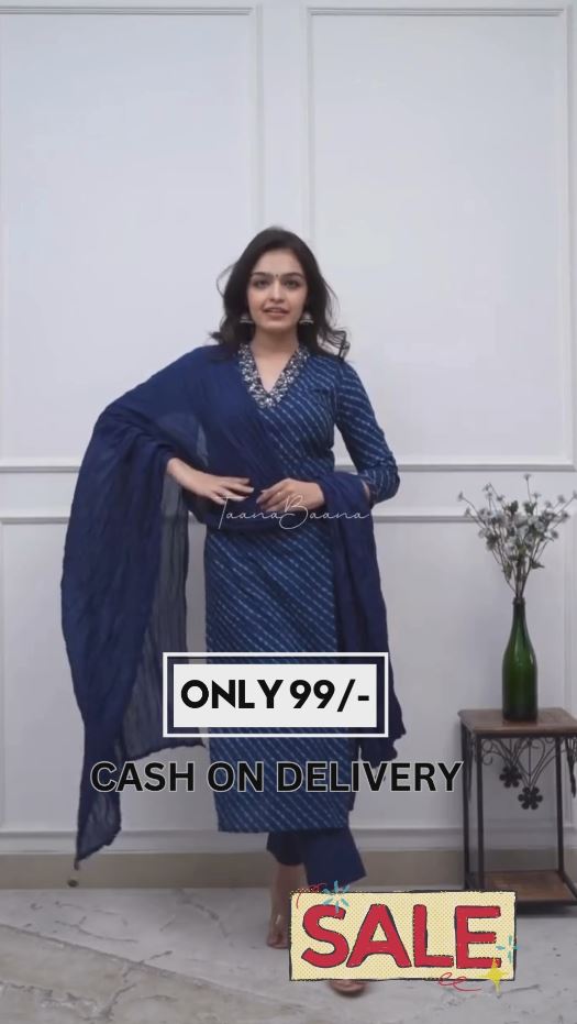 Women Bandhani Print Straight Kurta with Patiala Pants & Dupatta