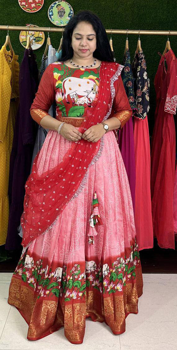 Navratri Collection Red Color Kalamkari Lehenga Choli