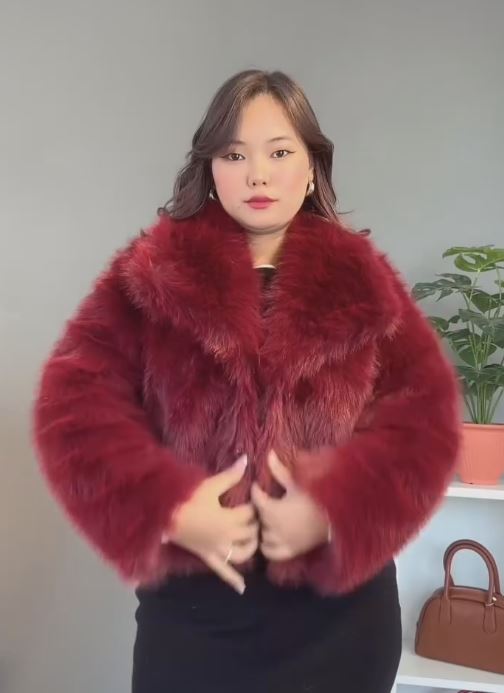 Women Red Faux fur Coats