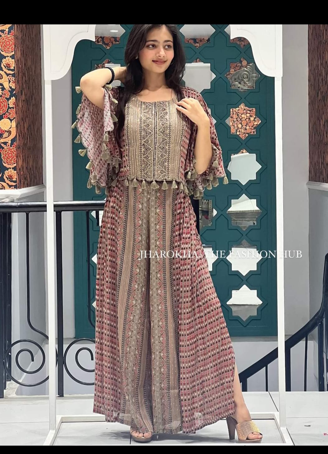 Eyes Catching New Designer Ethnic Motifs Printed & Embroidered Cotton Kurta With Sharara & Dupatta