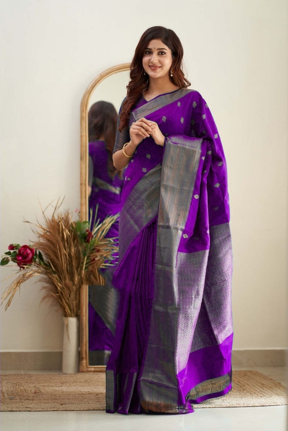Traditional Wear Purple Color Banarasi Silk Saree