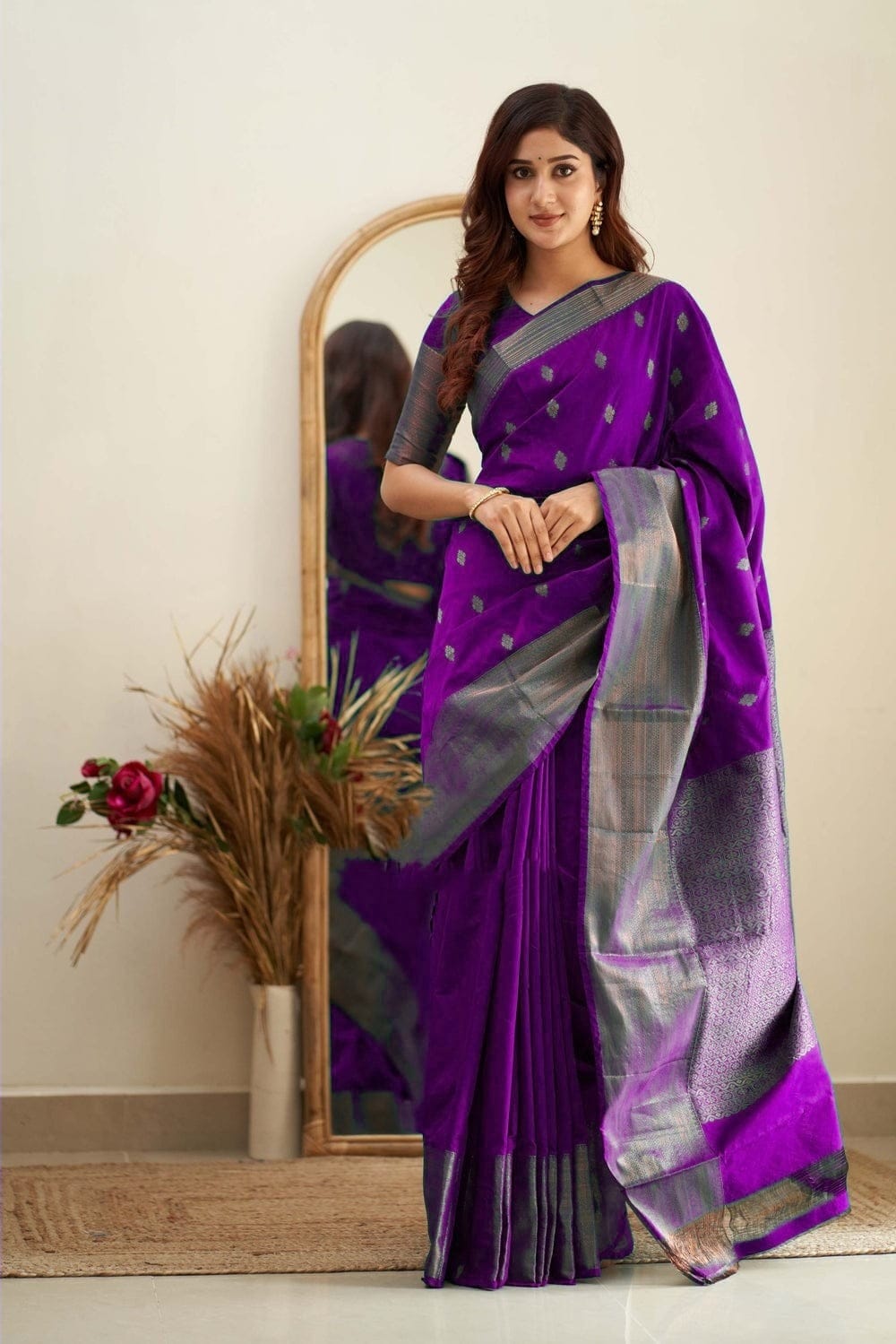Traditional Wear Purple Color Banarasi Silk Saree